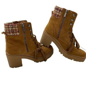 Steve Madden Jaydin-F Brown Suede Platform Boots Women's size 9.5M side zipper